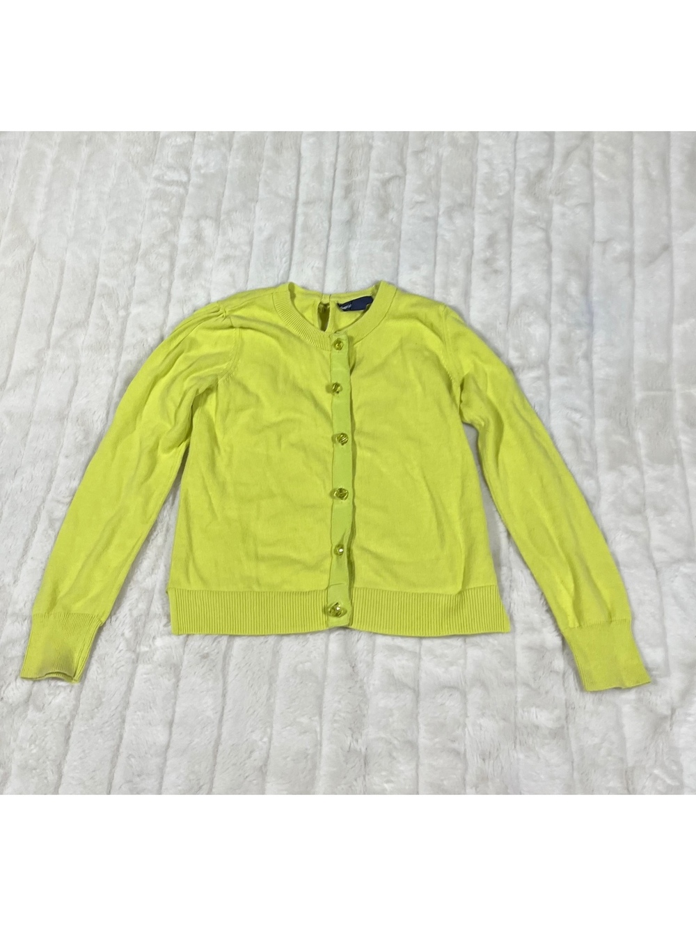 Gap Kids Girls M/8 Chartreuse Yellow Green Neon Faux Jewel School Cardigan